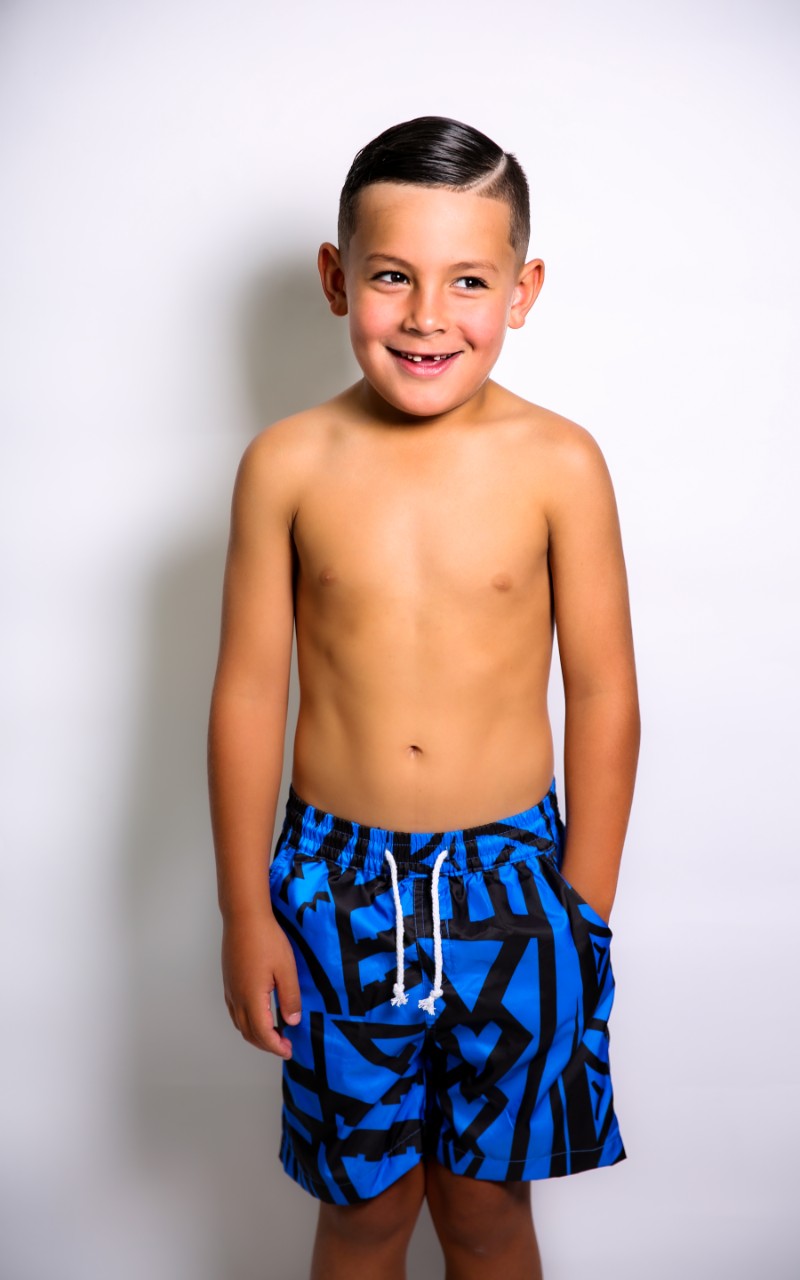 BOYS BLUE ELEI PRINT BOARD SHORTS