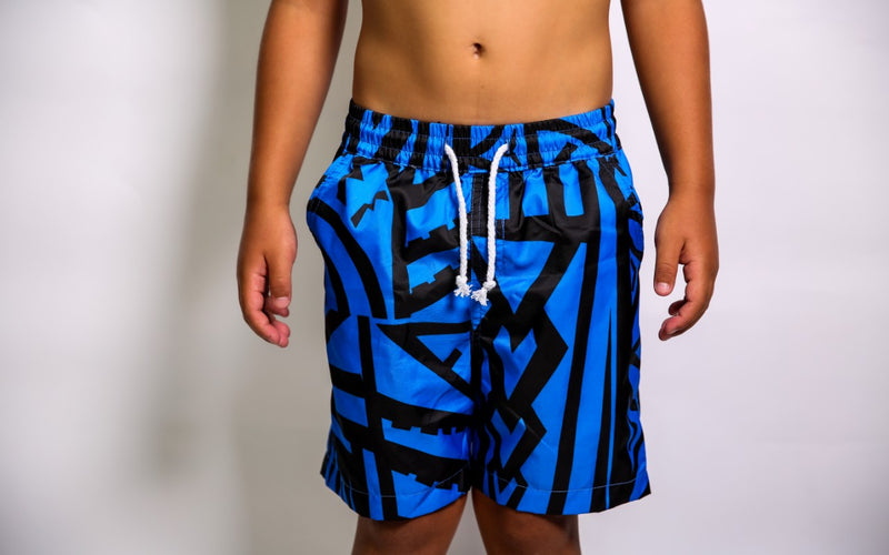 BOYS BLUE ELEI PRINT BOARD SHORTS