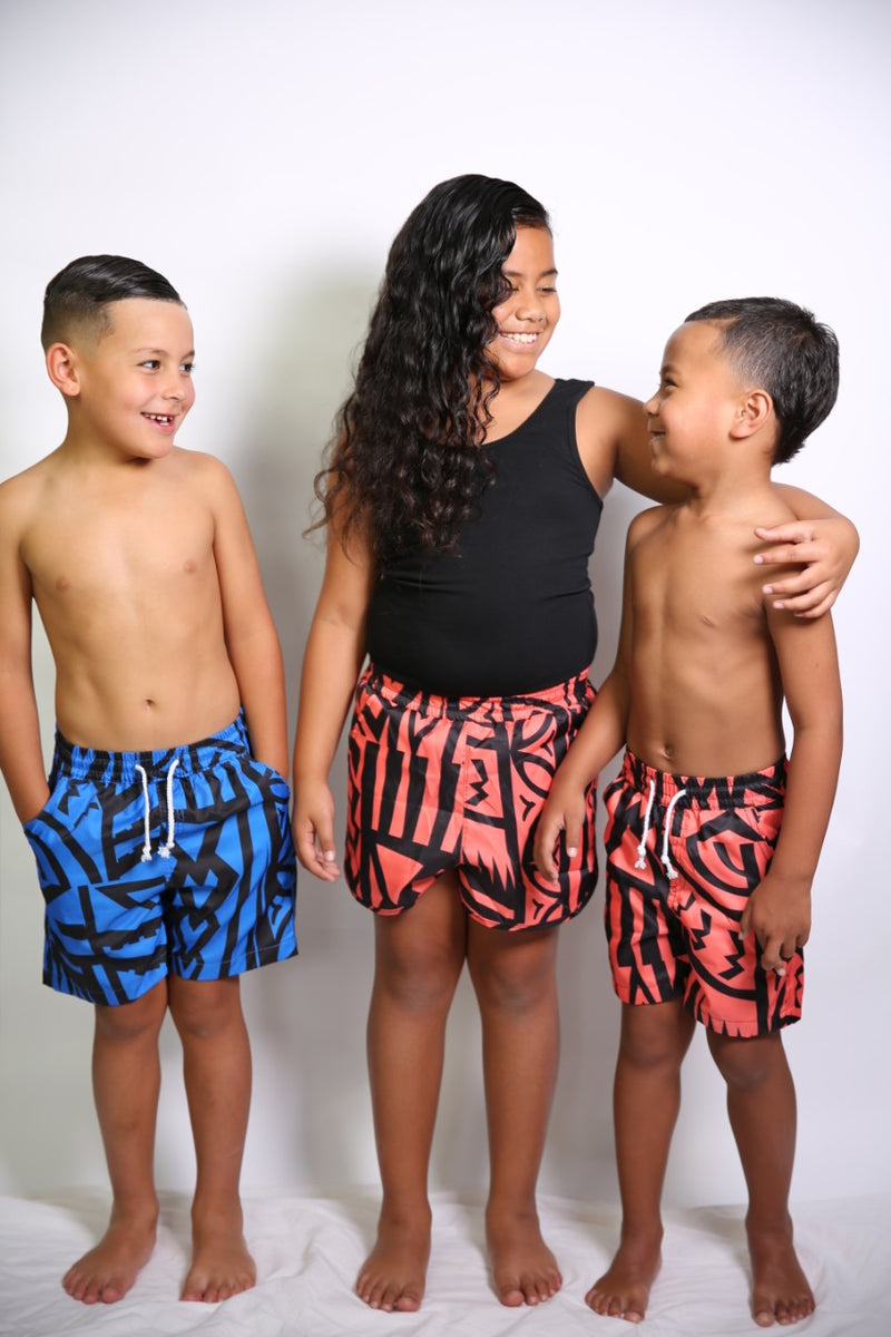 BOYS BLUE ELEI PRINT BOARD SHORTS