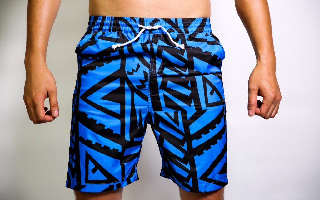 MENS BLUE ELEI PRINT BOARD SHORTS