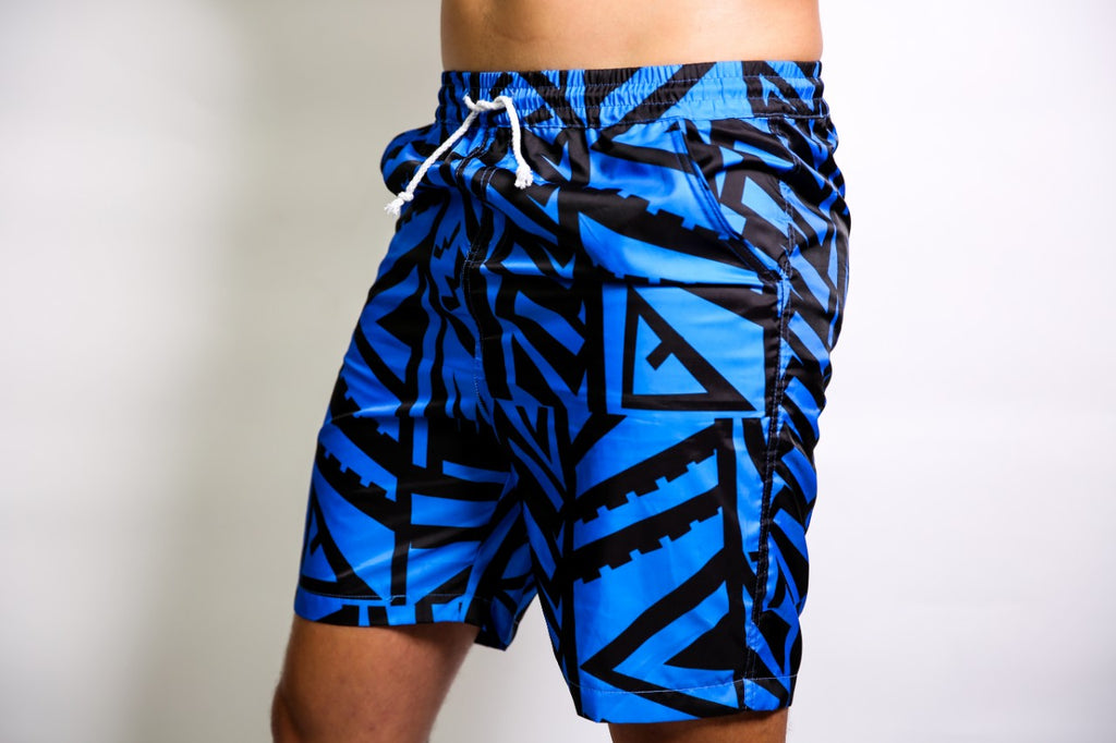 MENS BLUE ELEI PRINT BOARD SHORTS