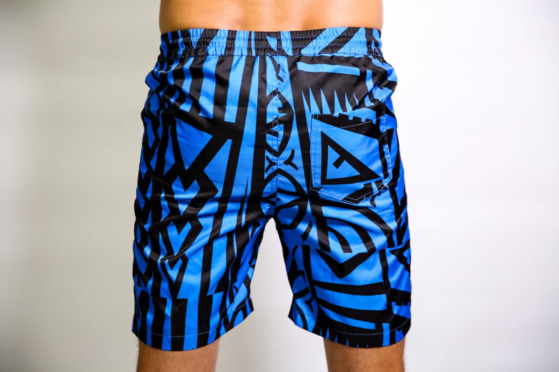 MENS BLUE ELEI PRINT BOARD SHORTS