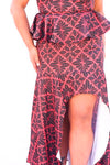 EC PEPLUM FRILL DRESS RED